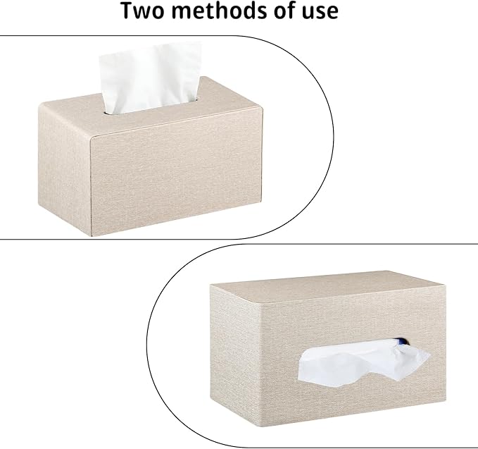 YAPISHI Large Tissue Box Cover Rectangle with Tray Storage, PU Leather Facial Tissue Holder, Fits 230-Count Family Size Kleenex, Modern Nightstand Organizer for Bathroom Office Home Decor
