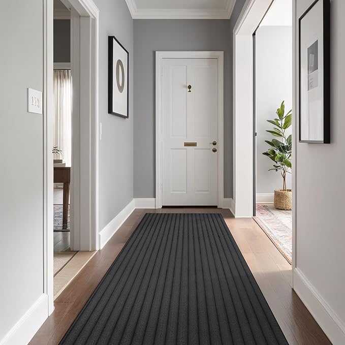 Beverly Rug Non Slip Area Rug 2 x 7 Modern Durable Ultra Soft Ribbed Indoor Rugs for Living Dining Room Office Stain Resistant Non Shedding Casual Easy Shag Indoor Carpet Dark Gray 2x7
