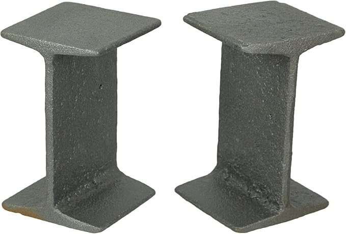 Pair of Cast Iron I-Beam Girder Bookends: Versatile Decorative Rustic Bookshelf Accessories for Mid-Century Modern Farmhouse Home Decor, 5 Inches High