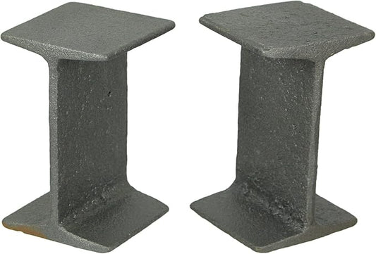 Pair of Cast Iron I-Beam Girder Bookends: Versatile Decorative Rustic Bookshelf Accessories for Mid-Century Modern Farmhouse Home Decor, 5 Inches High