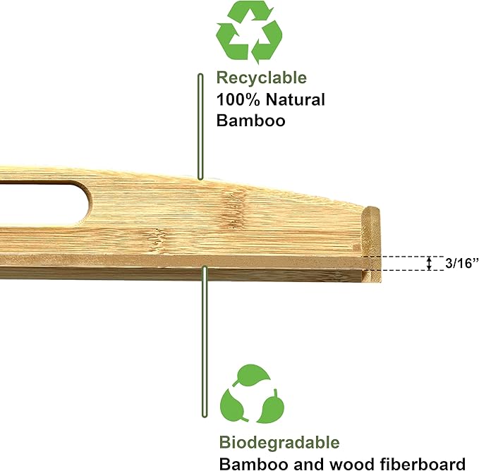 Bam & Boo Natural Bamboo Serving Tray Extra Large Rectangular with Handles for Food, Drinks, Storage, Decor, Vanity, Breakfast, Parties, Weddings, Picnics(23.6” x 15” x 2.35”, Natural)
