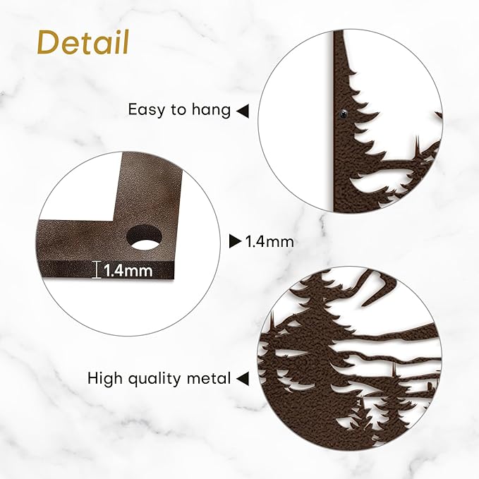 SIGNLEADER Metal Wall Art Decor Mountain Range and Pine Minimalist Modern Abstract Wall Sculpture Hangings Home Decoration for Living Room, Bedroom, Bathroom, Kitchen, Outdoor - 18" Bronze