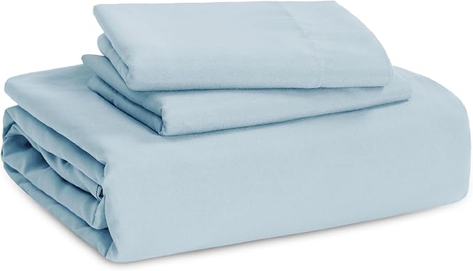 Bedsure Sky Blue Duvet Cover Full Size - 3 Pieces Prewashed Extra Soft Cotton-Like Bedding Set, Includes 1 Duvet Cover 80x90 Inches with Zipper Closure & 2 Pillow Shams, Comforter Not Included