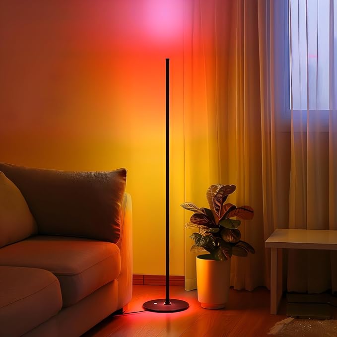 Corner Floor Lamp, RGB IC Corner Lamp with APP and Remote Control, LED Floor Light with 16 Million DIY Colors, Color Changing Ambient Light for Living Room, Bedroom, Gaming Room
