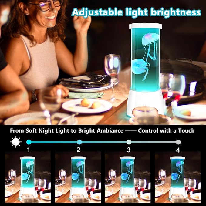 Jellyfish Lamp, Round LED Jelly Fish Aquarium Lamp with Color Changing Mood Light,Noiseless Night Light for Kids Men Women Home Deco Gift.