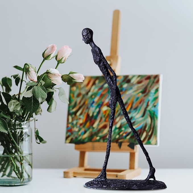 Giacometti Walking Man Bronze Statue 11.8" – Handcrafted Art Deco Sculpture, Museum-Quality Office & Home Exclusive Modern Decorative, Unique Gift for Collectors