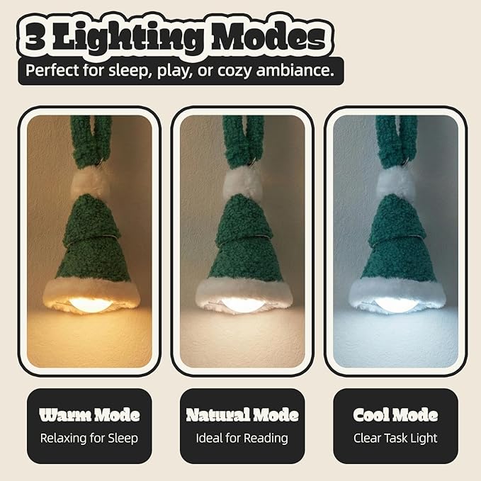 Aesthetic Plush LED Night Light, 1200mAh Rechargeable Mood Lamp, 3 Color Temperatures (Warm/Nature/Cool), 150 Lumens Dimmable Nursery Light with Remote, 1-4H Timer, Bedside Decor, Geen