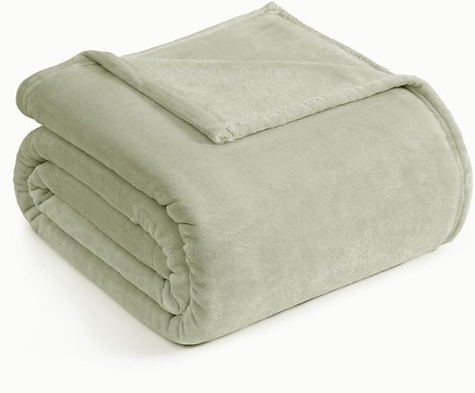 Casa Platino Fleece Blanket King Size – 300 GSM Fleece Throw for Bed or Couch – Soft Cozy Warm Holiday Winter Blanket for Bed, Fuzzy Plush Elegant Gifts for Men & Women - 108x90 Inch - Mineral
