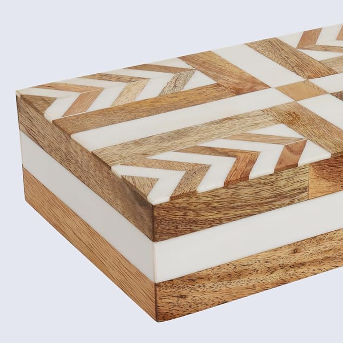 Handicrafts Home Decorative Storage Box 10x6 – Remote Organizer Box with Lid, Modern Decorative Keepsake Box, Boho Shelf Décor, Memory Box for Photos or Letters, Decorative Box for Table Décor