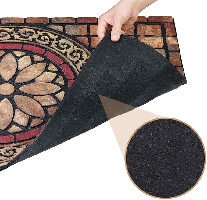 ATOLY Entrance Floor Mat Semicircle Door Mat,Heavy Duty Large Outdoor Mat, Interesting Welcome Mat, Front Entrance, Courtyard Door, Garage Entrance,24" X 36"(Half Circle)