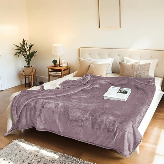 LUXIAN Electric Heated Blanket Twin Size 62"x84" - Microplush & Sherpa Fabric Dual-Sided, 6 Heat Settings & 1-10 Hours Auto Off, Cozy Warming Throw for Home, Office, or Bed, Machine Washable，Lavender