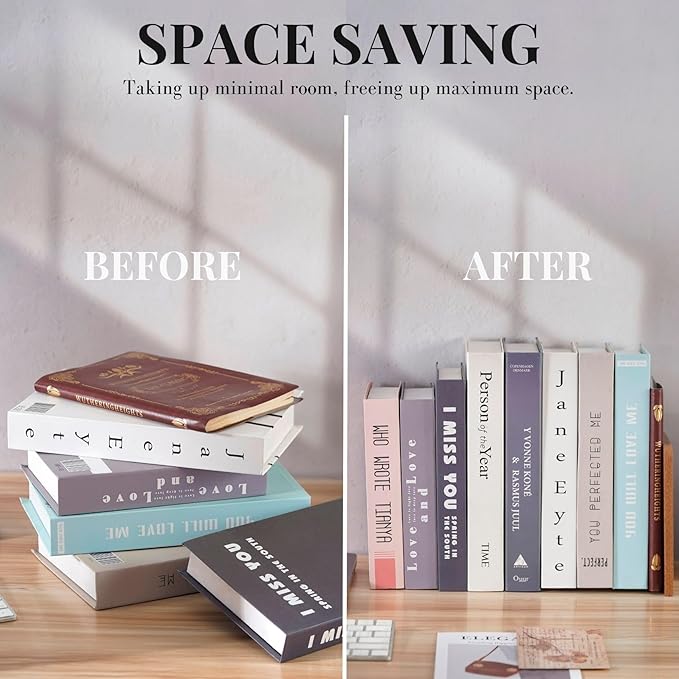 Book Lovers Gifts, Novelty Bookends Unique, Gifts for Book Lovers, Heavy Duty Wooden Book Ends for Shelves Decorative(1 Pair, 4.72x6.69 Inches) - Good Day