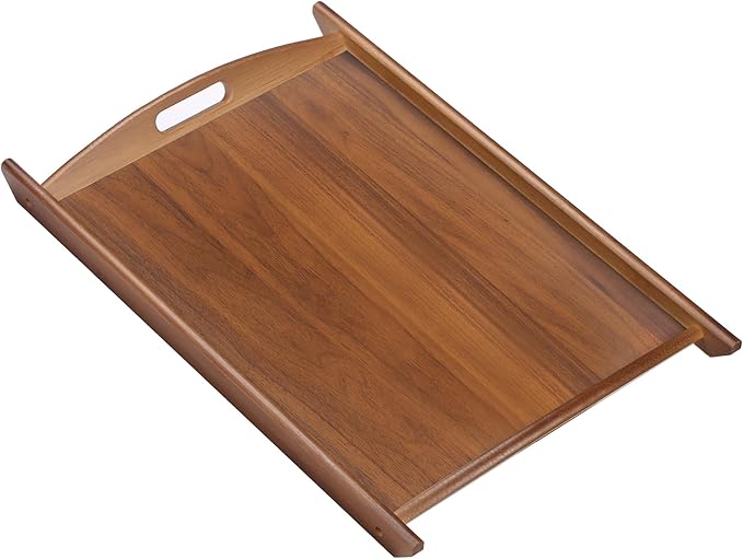 Wood Serving Tray with Handles, Wooden Tray, 20.47 inch Square Decorative Serving Trays Platters for Home, Party, Coffee Table,Dining Table & Countertop