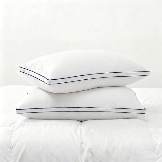 Homotive Feather Pillows Standard Size Set of 2 Goose Down Pillows with 100% Breathable Cotton Cover, Hotel Collection Bed Pillows for Sleeping, Soft Support for Back, Stomach and Side Sleepers