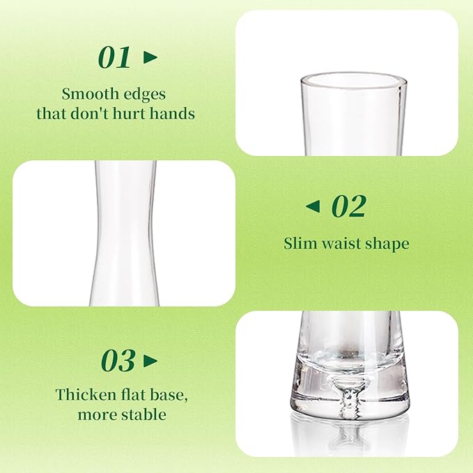 Hewory Glass Bud Vases for Centerpieces Set of 6, Handmade Modern Clear Small Skinny Decorative Single Flower Vase, Minimalist Slim Floral Vase for Home Wedding Party Events Table Decor, 9.64"