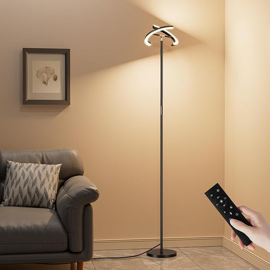 PreeOtti Floor Lamps for Living Room, 40W/2400LM Rotatable LED Floor Lamp with Touch & Remote Control, 70" Tall Standing Lamp Stepless Dimmable, Modern Torchiere Corner Lamp for Bedroom, Office
