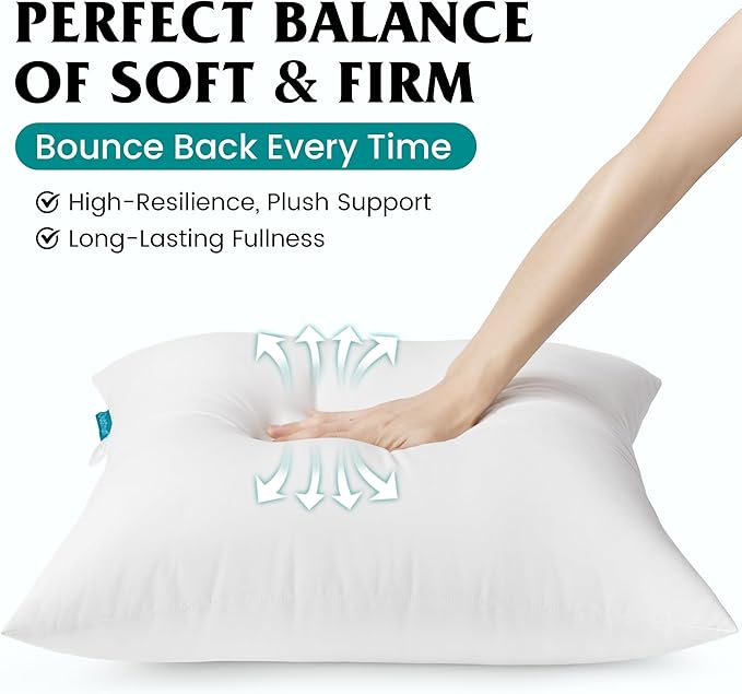 Oubonun 20x20 Waterproof Outdoor Pillow Inserts – Set of 2 Soft & Fluffy, Water Resistant Throw Pillows for Patio, Garden, Porch, or Indoor Decorative