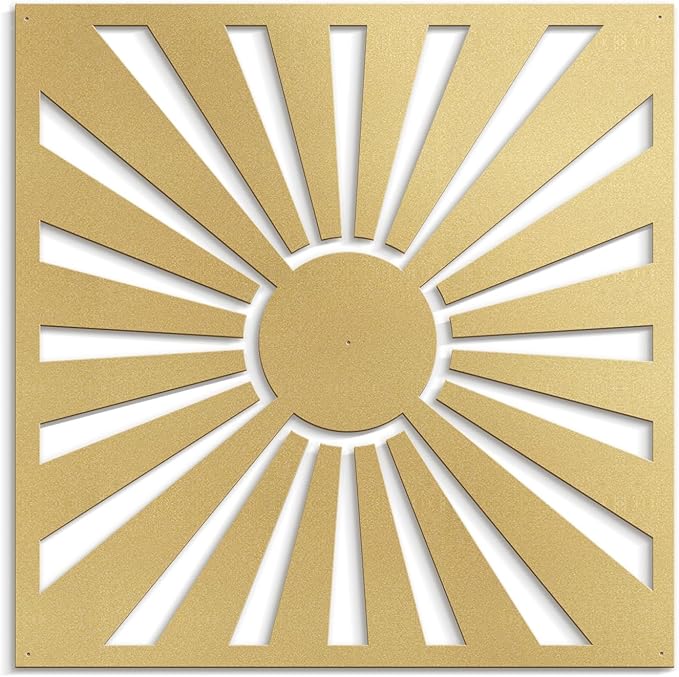 SIGNLEADER Metal Wall Decor Sun Ray Minimalist Modern Luxury Wall Sculpture Hangings 3D Statue Home Decoration for Living Room, Bedroom, Bathroom, Kitchen, Fireplace, Office - 18" Gold