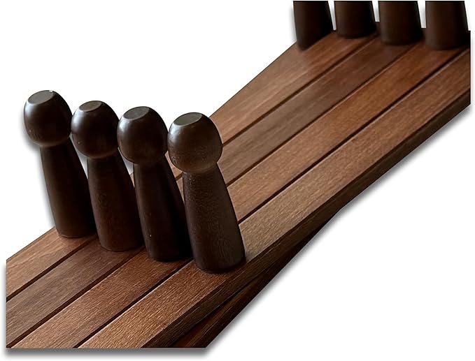 Expandable Wooden Coat Rack Hanger – Accordion Wall Mounted Pine Wood Hooks – Hand Made Vintage Expending Pegs – Hang Coat, Jacket, Hat, Leash, Towel, Mug, Bag – 14 Hook Dark Walnut