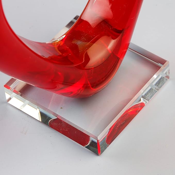 Yao Yuan 7.49'' Tall Hand Blown Art Glass Red Heart Sculpture, Glass Heart Figurines Party Home Decoration,Art Sculpture Collection for Valentine's Day Gift (Red)
