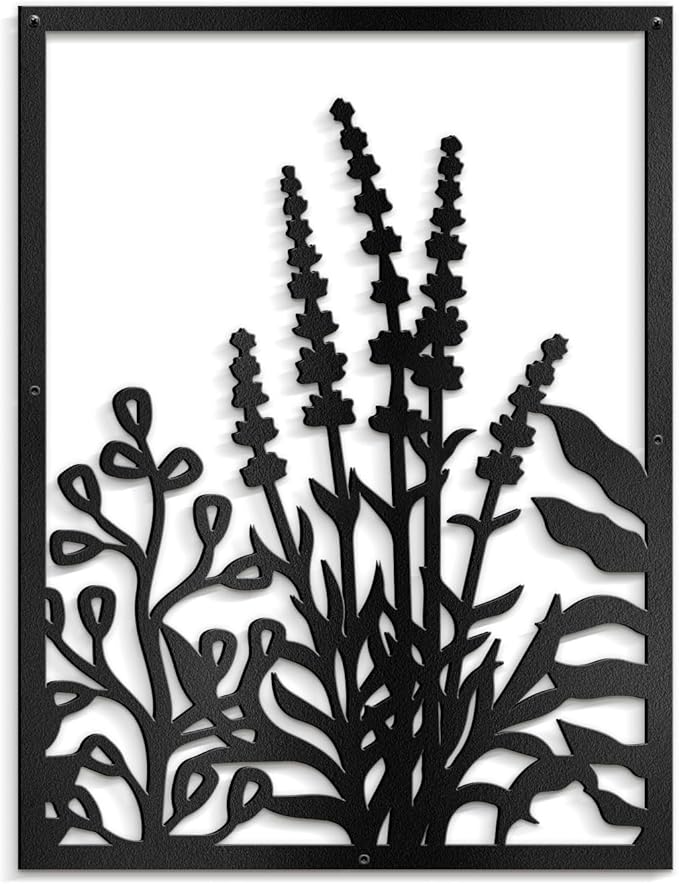 SIGNLEADER Metal Wall Art Decor Botanical Flower Leaves Minimalist Modern Abstract Wall Sculpture Hangings Home Decoration for Living Room, Bedroom, Bathroom, Kitchen, Outdoor - 18" Black