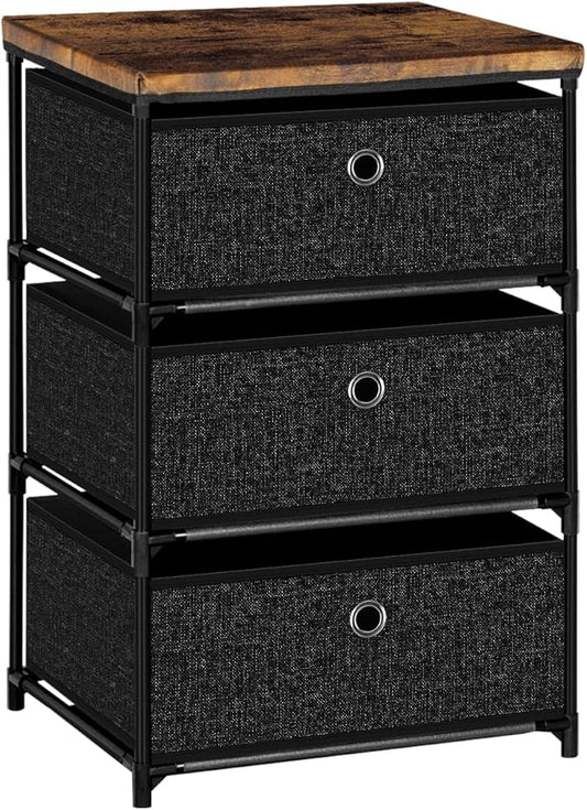 Nightstand with 3 Drawers, Clothes Storage Organizer, Small Fabric Dresser for Bedroom, Closet, Entryway, Hallway, Nursery, Dorm