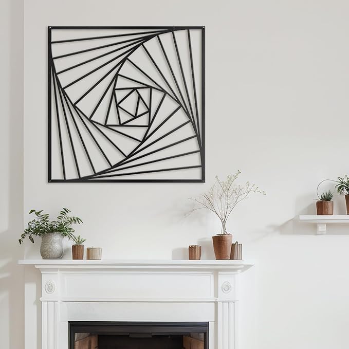 SIGNLEADER Metal Wall Decor Spiral Lines Minimalist Modern Luxury Wall Sculpture Hangings 3D Statue Home Decoration for Living Room, Bedroom, Bathroom, Kitchen, Fireplace, Office - 18" Black