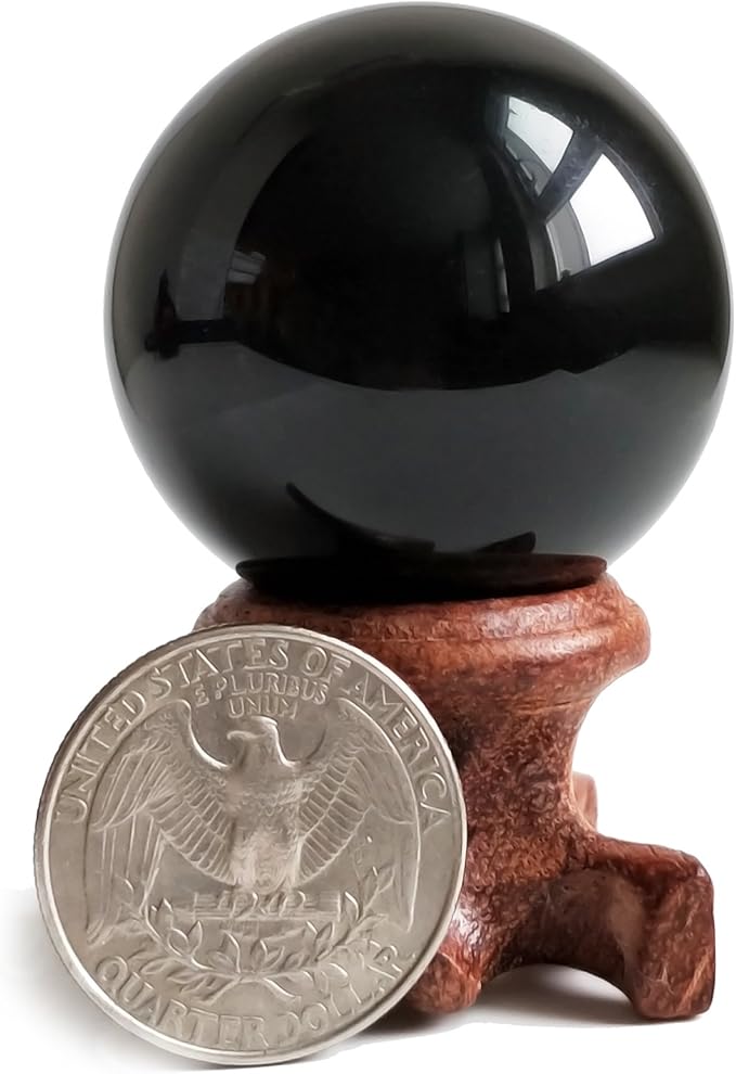 Black Obsidian Crystal Ball 40mm /1.6" for Magic Mirror, Fengshui, Meditation, Healing, Divination, Home Decoration, Black Magic