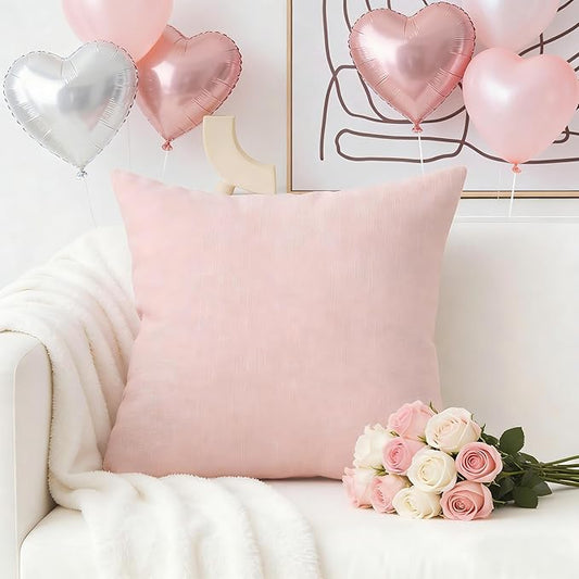 Home Brilliant Valentines 24x24 Pillow Covers Decorative Lined Linen Euro Sham Blush Pink Cushion Case for Floor, 60 x 60 cm, Baby Pink