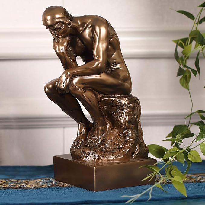 Magicsculp-Text Customization The Thinker Statue in Premium Cold Cast Bronze 8.8Inch Museum Grade Collectible Figurine-(Medium-Ornaments)