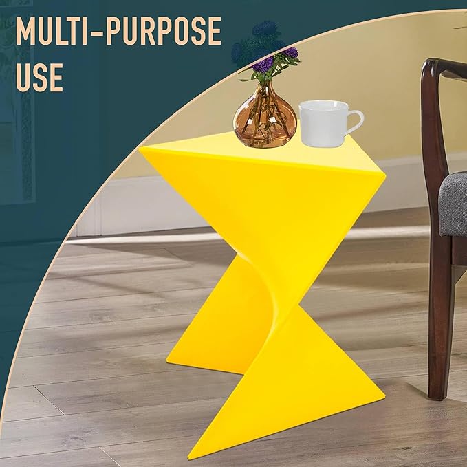 LeisureMod Modern Accent End Table - Stylish Yellow Side Vanity Table for Living Room & Bedroom