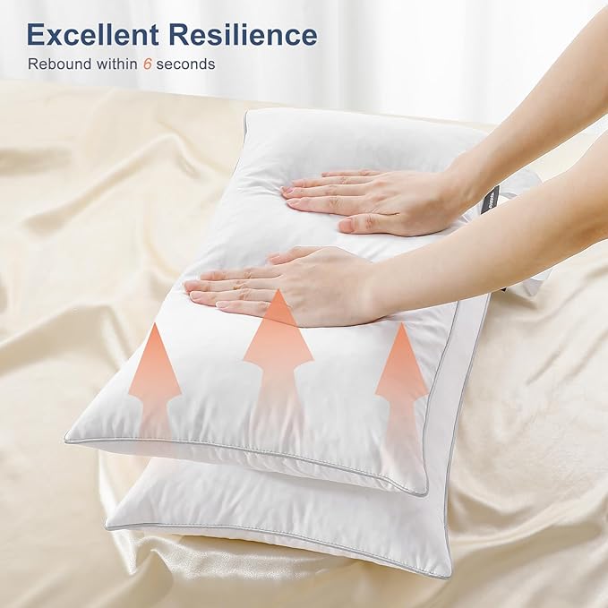 Lewondr 12x20 inch Pillow Insert Set of 2, Down and Feather Throw Pillow Inserts Premium Soft Fluffy with Piping Edge, 100% Down-Proof Square Pillow Insert for Living Room Sofa Couch Bed, White