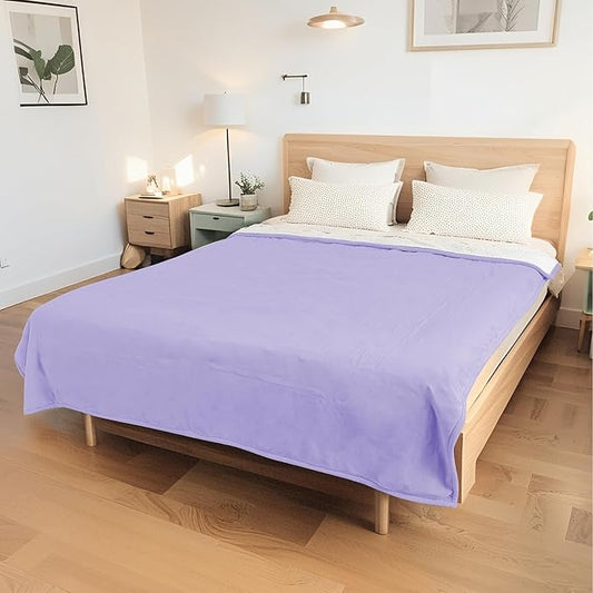 Electric Heated Blanket Queen Size 84"x90" - Coral Fleece & Sherpa Fabric Dual-Sided, 4 Heat Settings & 10 Hours Auto Off, Soft Warming Throw for Home, Office, or Bed, Machine Washable, Light Purple
