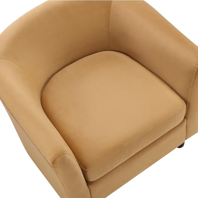 FLEXISPOT Accent Barrel Chair with Ottoman, Modern Comfy Armchair, Upholstered in Velvet, Reading Chair with Footrest, Contemporary Lounge for Living Room Bedroom Reading Room (Yellow)