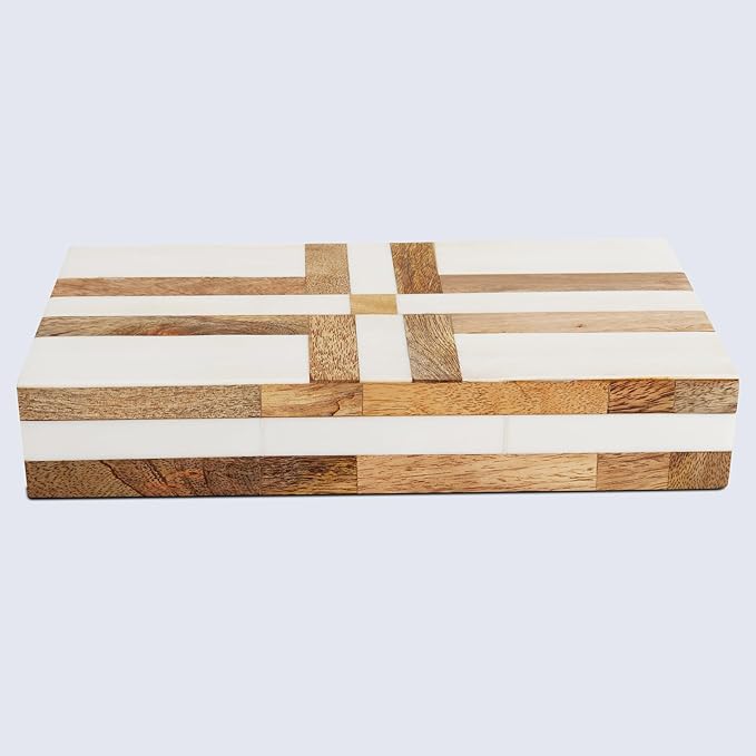 Handicrafts Home Large Decorative Storage Box 12x6– Coffee Table Organizer Box, Modern Home Décor Accent, Keepsake Memory Box, Jewelry Storage Box, Boho Decorative Box with Lid for Shelf, Mantle Decor