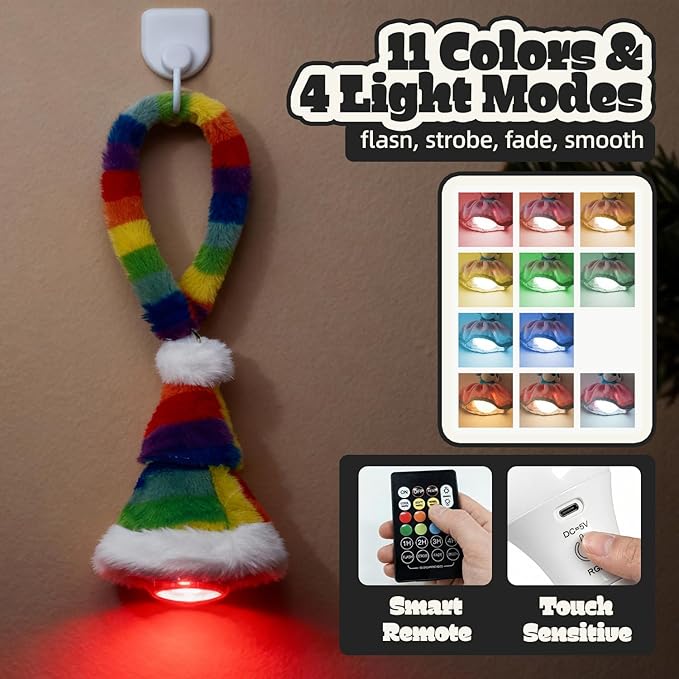 Aesthetic Plush LED Night Light, 1200mAh Rechargeable Mood Lamp, 3 Color Temperatures (Warm/Nature/Cool), 150 Lumens Dimmable Nursery Light with Remote, 1-4H Timer, Bedside Decor, Colorful