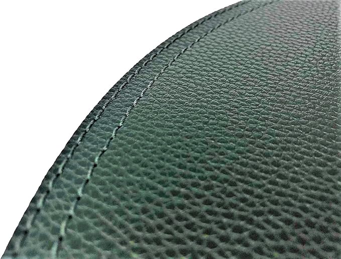 Set of 8 Faux Leather Round Placemats and Coasters, Disko Table Mats and Drink Spills Coasters, Easy to Clean, Double Stitched for Kitchen Dining Table, Diameter 13'' and 3.9''
