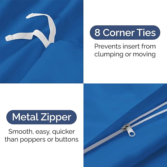 Duvet Cover Twin/Twin XL Size Set - Extra Soft Duvet Cover 68 x 90 with 1 Pillow Sham - Hotel Luxury, Easy Care and Fade Free with Zipper Closures & Ties - Comfy, Breathable Bedding Set (Royal Blue)