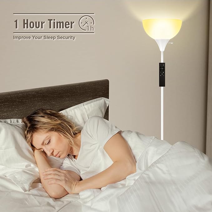 Floor Lamps for Living Room, 71'' Torchiere Floor Lamps with Remote, 2700K-6500K Colors Temperature & Brightness Adjustable, 10W/1200LM White Dimmable Floor Lamp,Tall Standing Lamp for Bedroom/Office