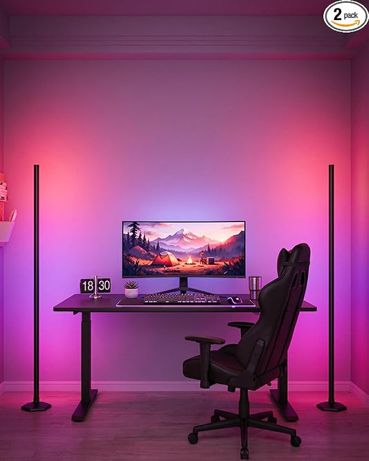 boostool Corner Floor Lamp, 65" RGB Color Changing led Floor lamp with APP and Remote Control, Dimmable Mood Light Corner Light with Music Sync, DIY Mode & Timing for Living Room Gaming Room (2)