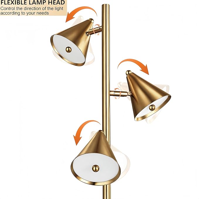 KimYan Tree Floor Lamp with Remote, Dimmable 3 Rotatable LED Lights, 5 Color Temperatures, 63" Modern Standing Lamp for Living Room, Bedroom, Office Reading Light (Bronze)