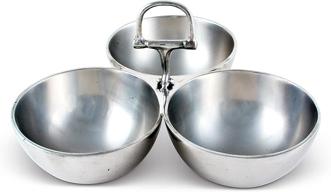 Arthur Court Equestrian Horse 3 Bowl Nut Snacks Candy Dish Bowl Ensemble - Cast Aluminum Hand Polished 5.5 inch Tall x 9 inch Wide