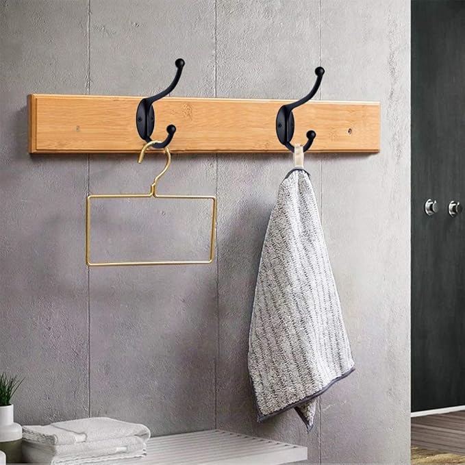 ZEYU 20Pcs Wall Hooks, Coat Hooks Hardware Heavy Duty Hooks for Hanging Coats Double No Rust Black Hook Wall Mounted with Screws for Key, Towel, Bags, Cup, Hat