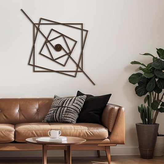 SIGNLEADER Metal Wall Decor Geometric Abstract Minimalist Modern Luxury Wall Sculpture Hangings 3D Statue Home Decoration for Living Room, Bedroom, Bathroom, Kitchen, Fireplace, Office - 24" Bronze
