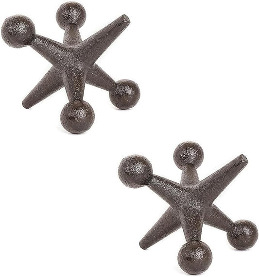 Sungmor Cast Iron Jack Figurines, Retro Home Decor Accents, Jack Sculpture for Bookshelf Coffee Table Decor, Set of 2 Solid Bookends, Paperweight, Door Stop, Black