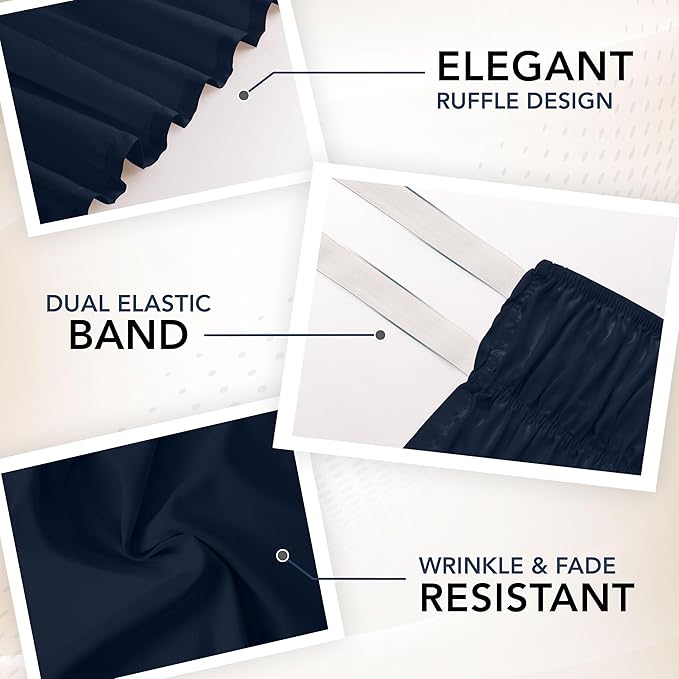 Utopia Bedding Full Elastic Bed Ruffle - Easy Wrap Around Ruffle - Microfiber Bed Skirt with Adjustable Elastic Belt 16 Inch Tailored Drop - Hotel Quality Bedskirt, Fade Resistant (Full, Navy)