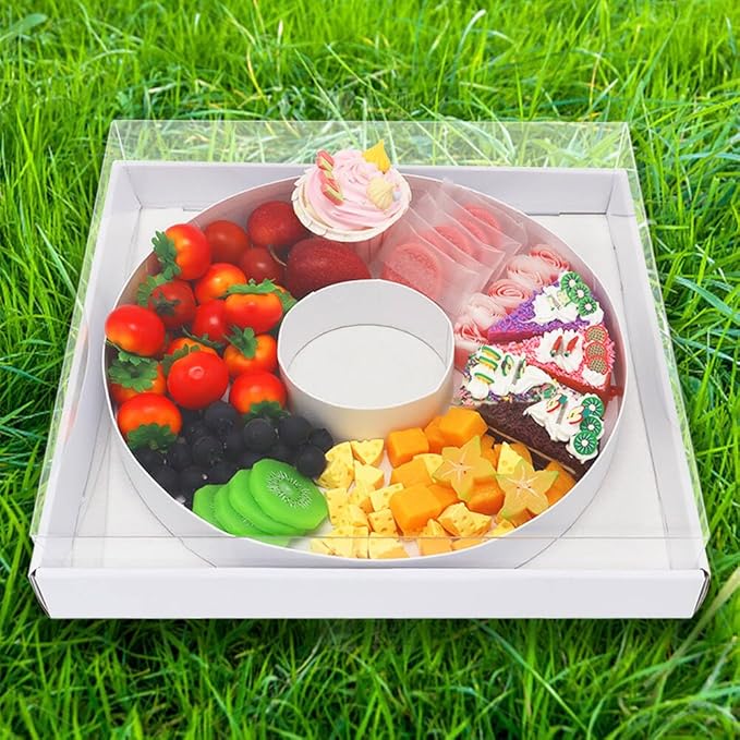 WENPACK 12.5" Cardboard Letter Shaped Mache Decorative Strawberries Fillable Sweets Candy Box with Clear Lid (White,O)