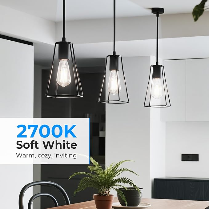GvvooHome Dimmable LED Edison Bulbs, 4000K Daylight White, 6W Equivalent to 60 watt E26 LED Bulb, ST58 Vintage Light Bulbs, 600LM, 90+ CRI, E26 Base, Clear Glass, 18 Pack