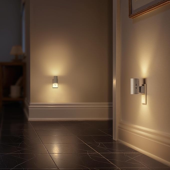 Briignite Night Lights Plug into Wall, Modern LED Night Light Plug in, Dusk to Dawn Sensor, Soft White 3000K, 0-100LM Adjustable Brightness, Dimmable NightLights for Hallway, Bedroom, Stairway, 2 Pack