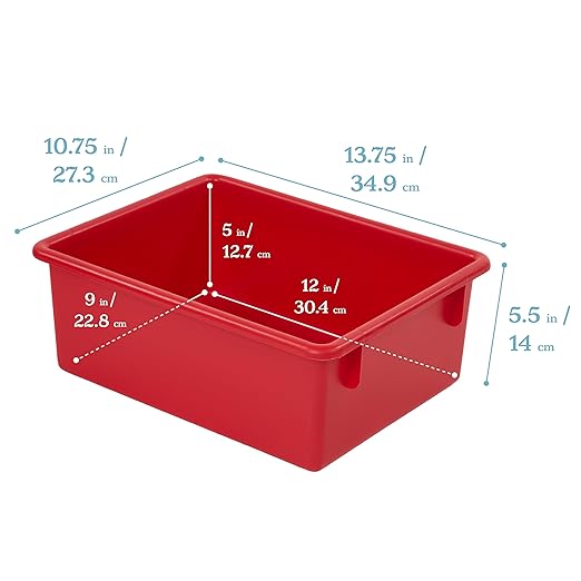 ECR4Kids Letter Size Deep Tray with Lid, Storage Bin, Assorted, 10-Piece